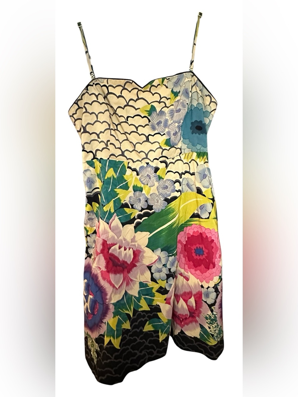 Moulinette Soeurs Painted Lotus Dress in
Silk Blend Floral Print 6